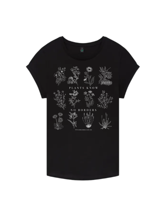 Rolled Sleeve T-shirt - Plants Know No Borders - Fundraiser - Sliding Scale