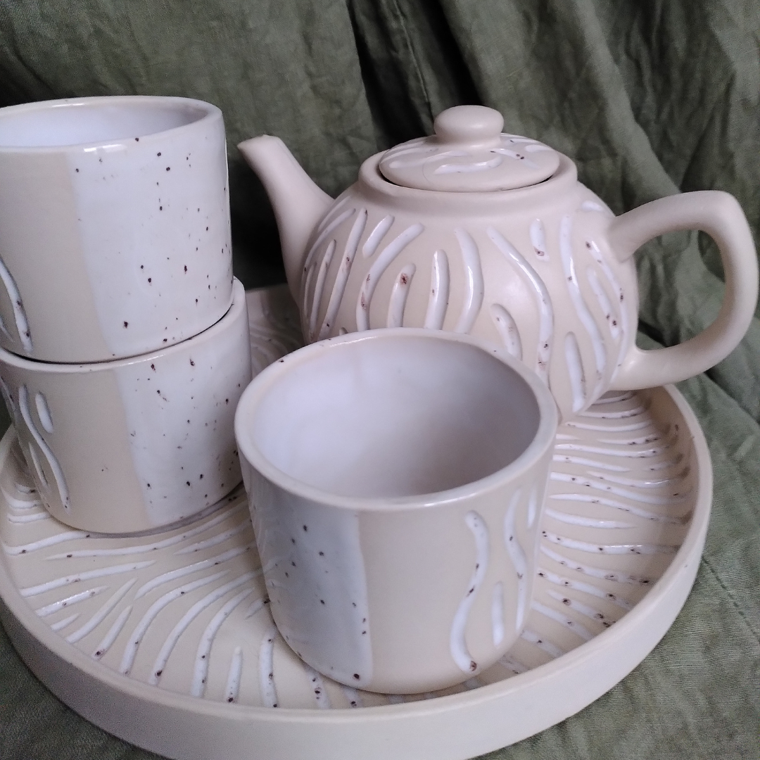Tea & Pot - White Waves Teapot(Forward Ceramics)
