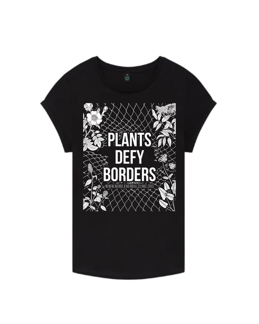 Rolled Sleeve T-shirt - Plants Defy Borders - Fundraiser - Sliding Scale