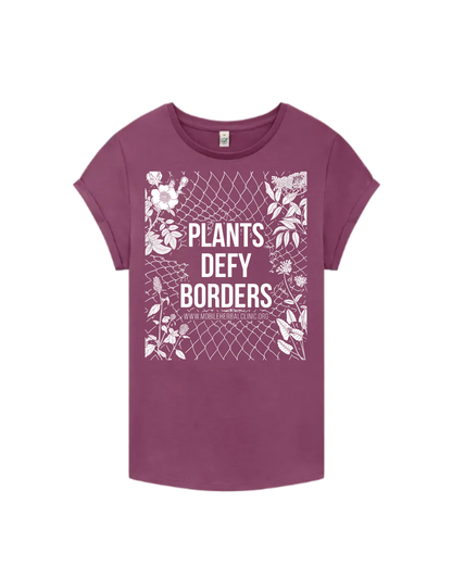 Rolled Sleeve T-shirt - Plants Defy Borders - Fundraiser - Sliding Scale