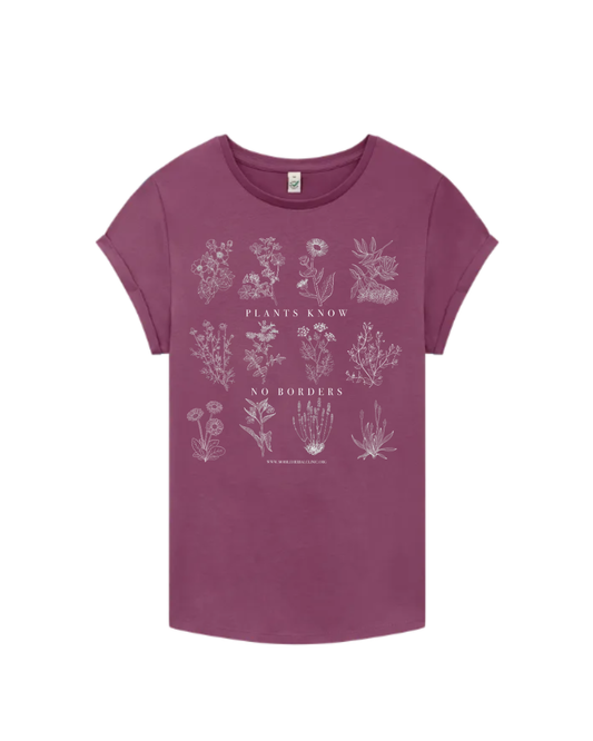 Rolled Sleeve T-shirt - Plants Know No Borders - Fundraiser - Sliding Scale