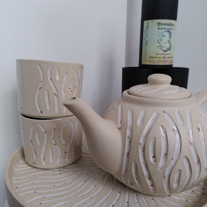 Thee & Pot - White Waves Theepot set (Forward Ceramics)