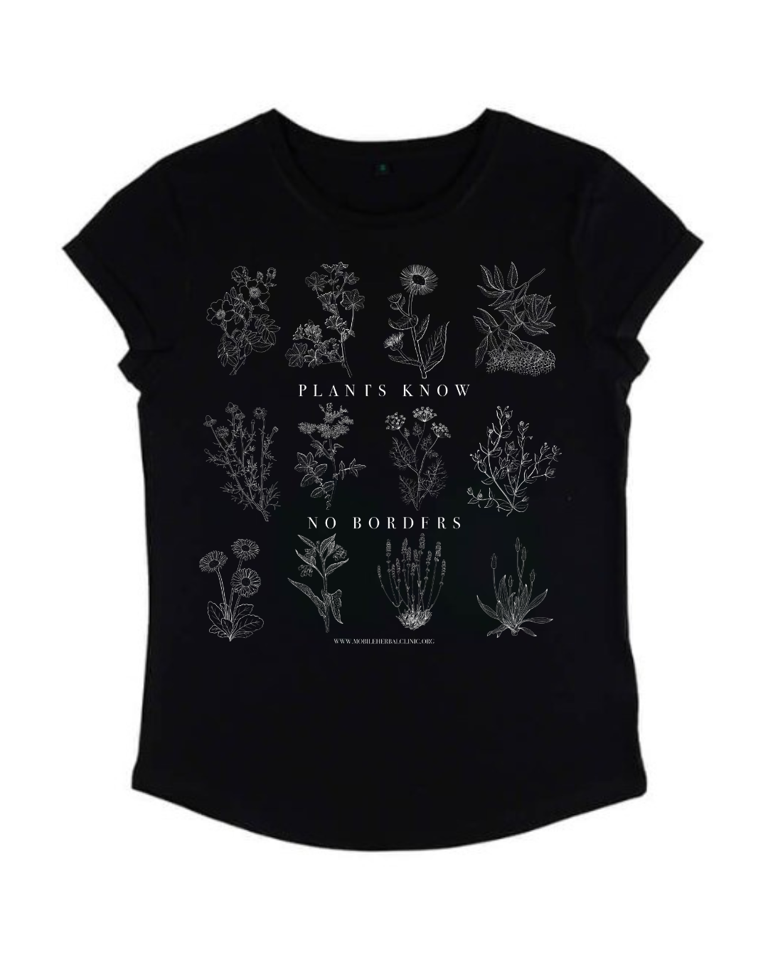 Rolled Sleeve T-shirt - Plants Know No Borders - Fundraiser - Sliding Scale