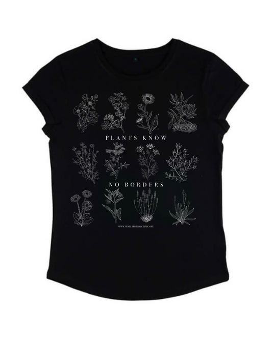 Rolled Sleeve T-shirt - Plants Know No Borders - Fundraiser - Sliding Scale