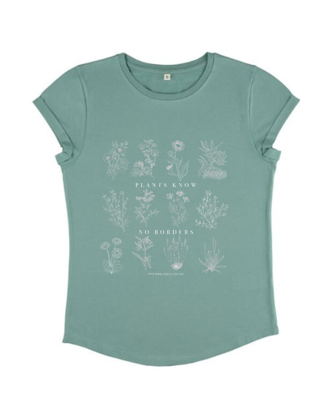 Rolled Sleeve T-shirt - Plants Know No Borders - Fundraiser - Sliding Scale